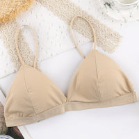 Triangle cup non-wireless bra ultra-thin silky gather
