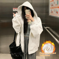 Women's Sweater Fleece Zipper Cardigan Hooded Coat
