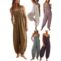 Womens Printed Loose-Fit Figure-Flattering Jumpsuit Pants