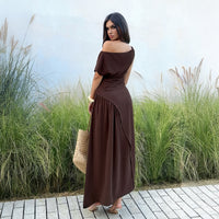 Elegant And Casual Off-shoulder Waist-cinching Dress
