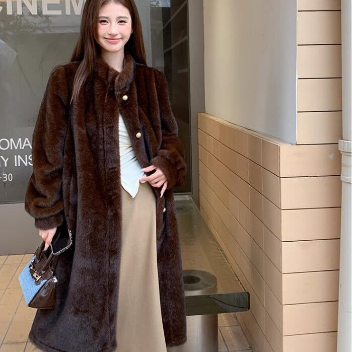 Mid-ancient Long Mink Environmental Protection Purple Velvet Whole Mink Marten Overcoats