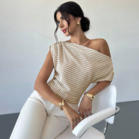 Short-sleeve Office-style Versatile Fitted Knit Top T-shirt