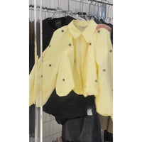 Floral Puff Sleeve Shirt Jacket Womens Loose Outerwear
