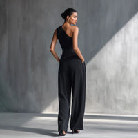 Tight-fitting Stretch Top And Wide-leg Pants Set
