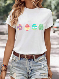 Women's Minimalist Printed Casual Round Neck Short Sleeved Shirt