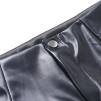 Black Printed High-waisted Abdomen-hip Wide-leg Leather Pants
