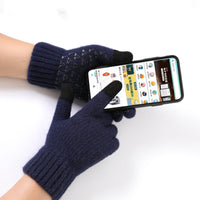 Winter Plus Velvet Thick Alpaca Knitted Wool Riding Touch Screen Gloves