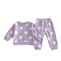 Cute Polka Dot Sweatshirt And Sweatpants Suit Leisure Sports Two-piece Set