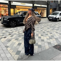 Women's Plaid Low Collar Shirt