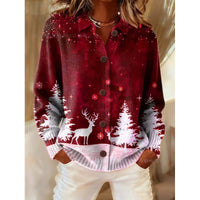 Womens Loose-Fit Long-Sleeve Shirt With A Bold Colorful Plaid Print