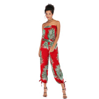 Fleece Trousers Sexy Casual Chiffon Print One-Piece Neck Jumpsuit Women