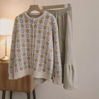 New Thickened Loose Retro Jacquard Sweater Cardigan