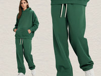 Men's Hooded Sweatshirt Fleece-lined Loose Sweatshirt Set