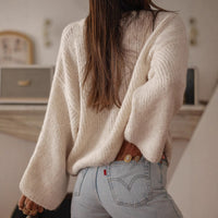 New French Elegant Solid Color Single-breasted Sweater Women