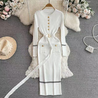 French-style Elegant Figure-flattering Crew-neck Dress