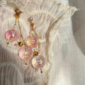 Fairy Sweet Girly Peach Pink Colorful Glass Ball Eardrops