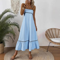 Sweet Solid-Color Strap Dress For Women