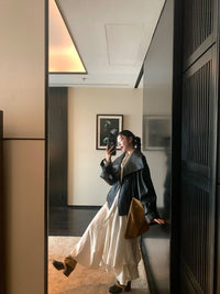 Draped, Asymmetrical Layered Midi Skirt
