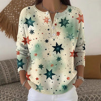 Buttoned Long-Sleeve Hoodie AutumnWinter Printed Fashionable & Unique Casual Sweater Coat For Women