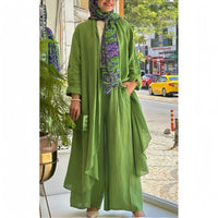 Womens Loose Long Cardigan And Casual Wide-Leg Pants Two-Piece Set