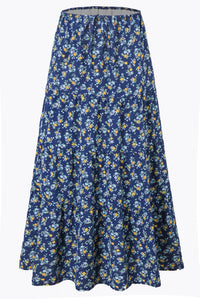High-waisted Elastic-waist Tie-closure Loose-fit Patchwork Skirt