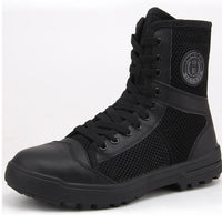 Black Training Boots Breathable Mesh Shock Absorption Security Shoes