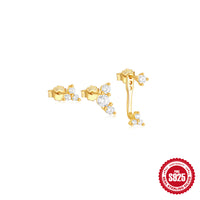 S925 Sterling Silver Geometric Zircon Tassel Daily Wear Earring Set