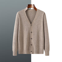 V-neck Knitted Cardigan Coat Men's Andy Velvet Long Sleeve