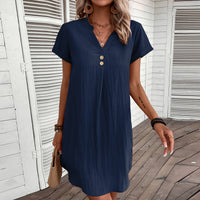 Solid-color Casual Dress Loose-fitting And Slimming