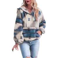 Women's Retro Fashion Half-Zip Long Sleeve Sweatshirt