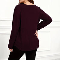 Casual Plus-size Women's Solid-color Long-sleeve Top