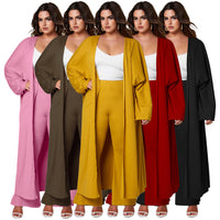 Long Coat And Loose Casual Trousers Fashion Set