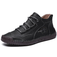 Men's Shoes Short Boots Autumn Sewing Leather Boots High-top Leather Surface
