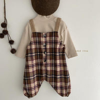 Boys And Girls Plaid Wide Crotch Korean Style Jumpsuit Casual