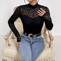 Mesh Stitching Long Sleeves Slim-fit Base T-shirt