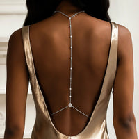 Long Pearl Tassel Backless Evening Body Chain