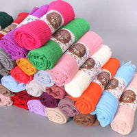 Pure Color Pleated Cotton Scarf Cotton And Linen Scarf