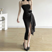 Womens Evening Gown Waist-Cinched Slit Strapless Dress