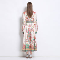 Notch-collar Single-breasted Floral-print Dress
