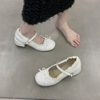 Womens French Lace Bow Mary Jane Shoes