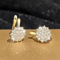Copper Inlaid Zircon Ear Clip French Exquisite Flower Women's Earrings