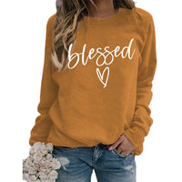 Love Print Round Neck Women's Top