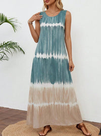 Summer New Sleeveless Printed Tie-Dye Tank Dress Womens Clothing