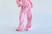 Womens Slim-fit Waist-cinching Hoodie And Drawstring Pants Two-piece Set