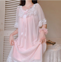 Woman Robe Nightgown Long Sleepwear Vintage Elegant Homewea