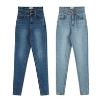 Hip-lifting Tight-fitting Denim Women's Slim And Tall Buttocks Elastic Nine-point Pencil Pants