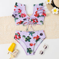 Swimwear Leaf Print Split Fashion Children
