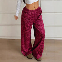 Drawstring Leopard Print Mop Wide Leg Pants