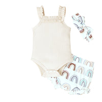 Printed Baby Bodysuit Shorts Suit