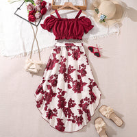 Girls Retro Printing Fashion Unique Two-piece Set